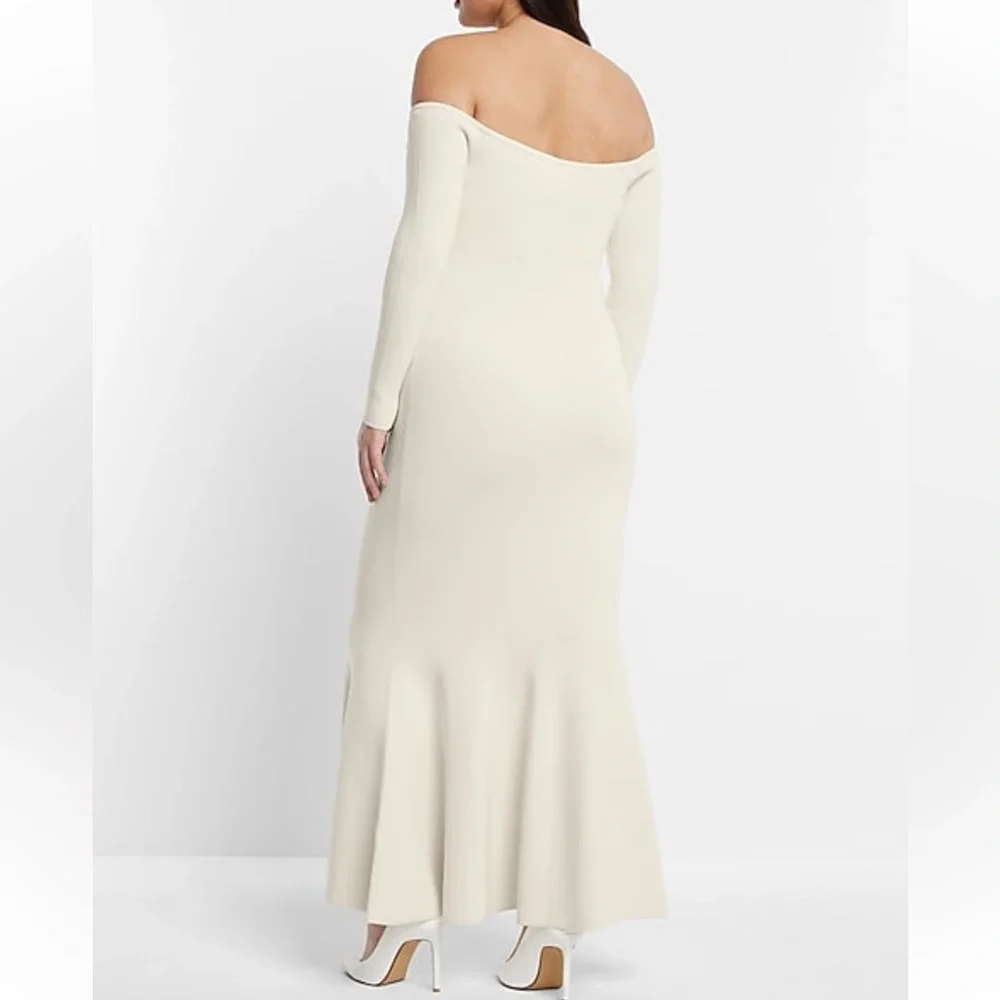 Express Bridal off the shoulder Sweater Maxi Dress - Picture 5 of 6